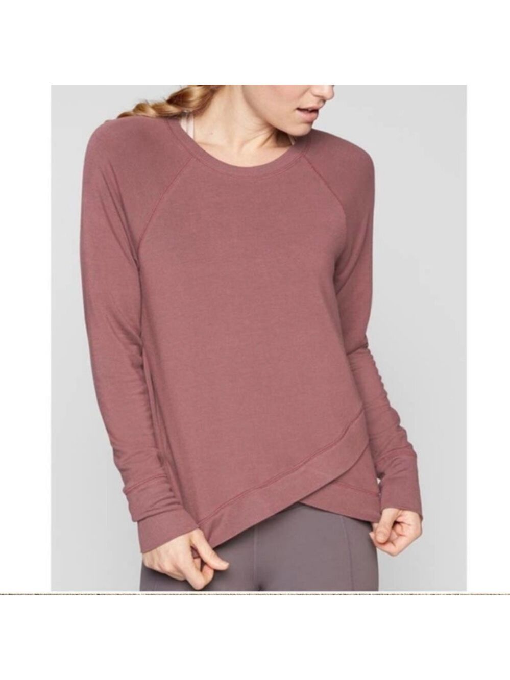 Athleta Serenity Criss Cross Pullover LS- Dark Purple/Berry Size XS